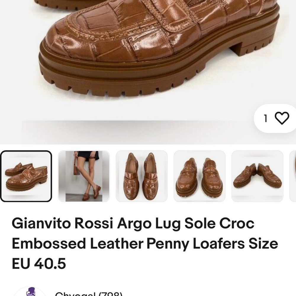 Gianvito Rossi Brown Croc Embossed Loafers